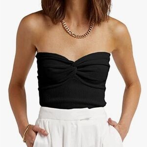 Black and White Sleeveless Bustier Crop Top